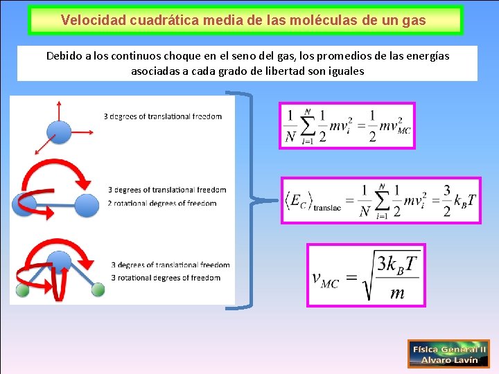 Velocidad cuadrática media de las moléculas de un gas Debido a los continuos choque