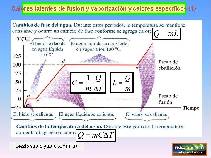 Calores latentes de fusión y vaporización y calores específicos (1) Sección 17. 5 y