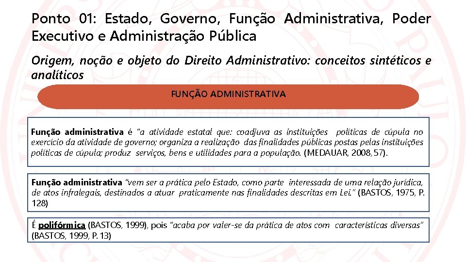 Ponto 01: Estado, Governo, Função Administrativa, Poder Executivo e Administração Pública Origem, noção e