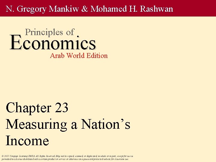 N. Gregory Mankiw & Mohamed H. Rashwan Principles of Economics Arab World Edition Chapter