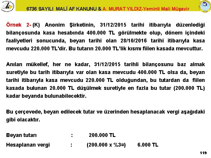 6736 SAYILI MALİ AF KANUNU & A. MURAT YILDIZ-Yeminli Mali Müşavir Örnek 2 -