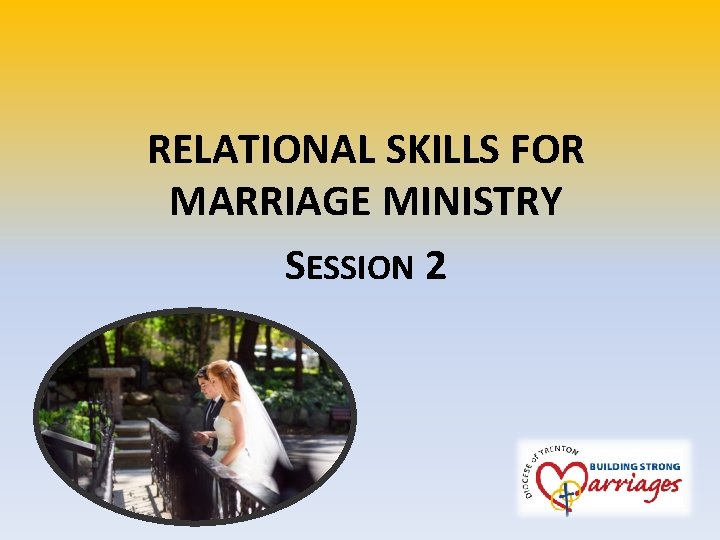 RELATIONAL SKILLS FOR MARRIAGE MINISTRY SESSION 2 