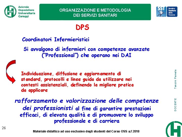 ORGANIZZAZIONE E METODOLOGIA DEI SERVIZI SANITARI DPS Coordinatori Infermieristici rafforzamento e valorizzazione delle competenze ORGANIZZAZIONE E METODOLOGIA DEI SERVIZI SANITARI DPS Coordinatori Infermieristici rafforzamento e valorizzazione delle competenze