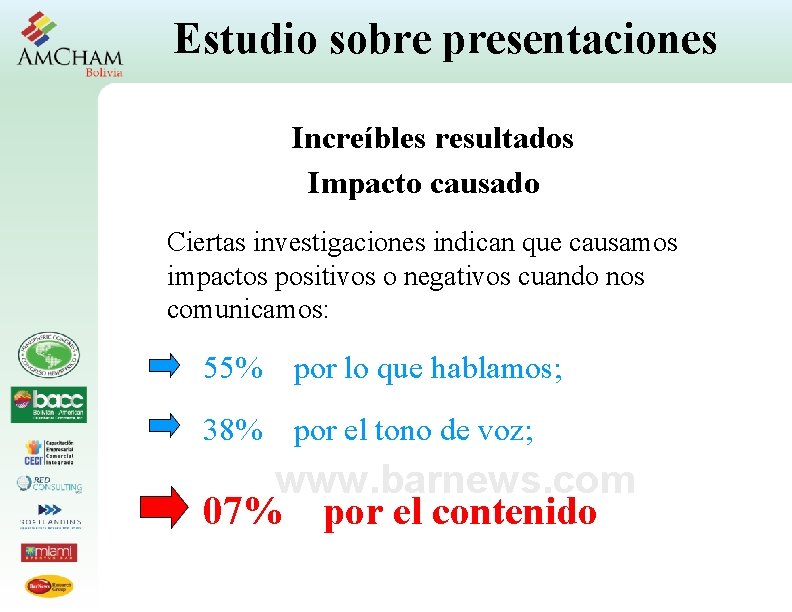 Estudio sobre presentaciones Increíbles resultados Impacto causado Ciertas investigaciones indican que causamos impactos positivos