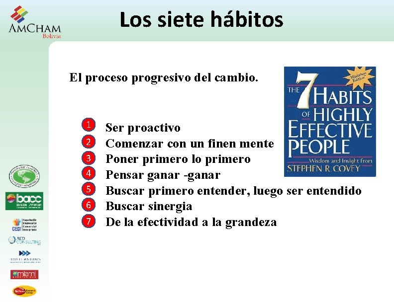 Los siete hábitos El proceso progresivo del cambio. 1 2 3 4 5 6