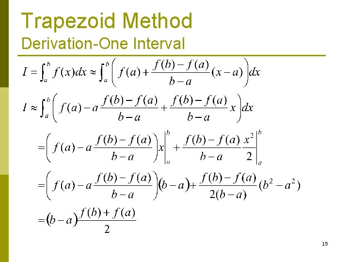 Trapezoid Method Derivation-One Interval 15 