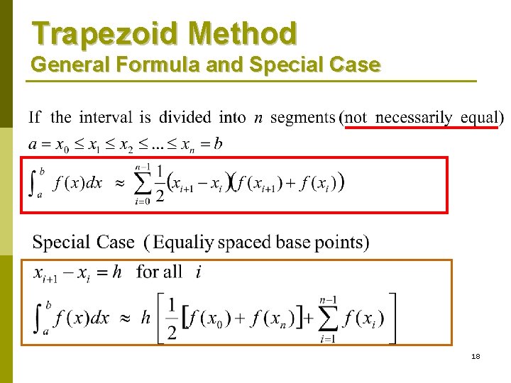 Trapezoid Method General Formula and Special Case 18 