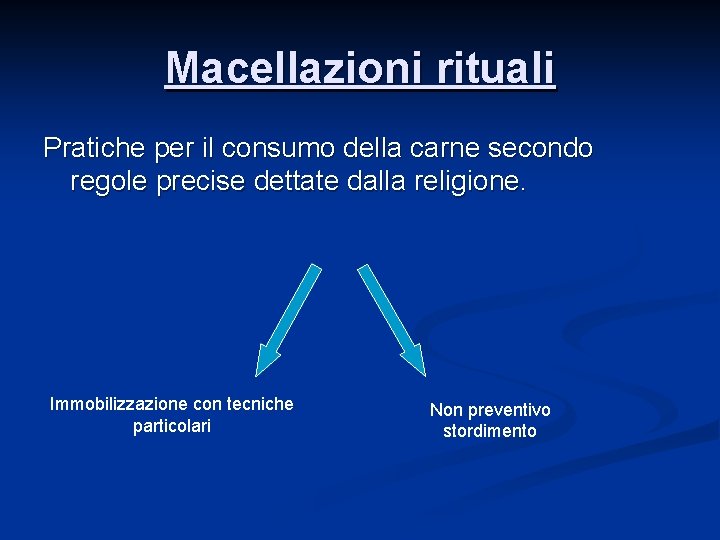 Macellazioni rituali Pratiche per il consumo della carne secondo regole precise dettate dalla religione.