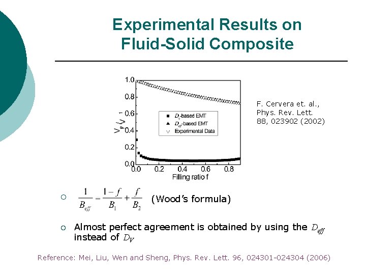 Experimental Results on Fluid-Solid Composite F. Cervera et. al. , Phys. Rev. Lett. 88, Experimental Results on Fluid-Solid Composite F. Cervera et. al. , Phys. Rev. Lett. 88,