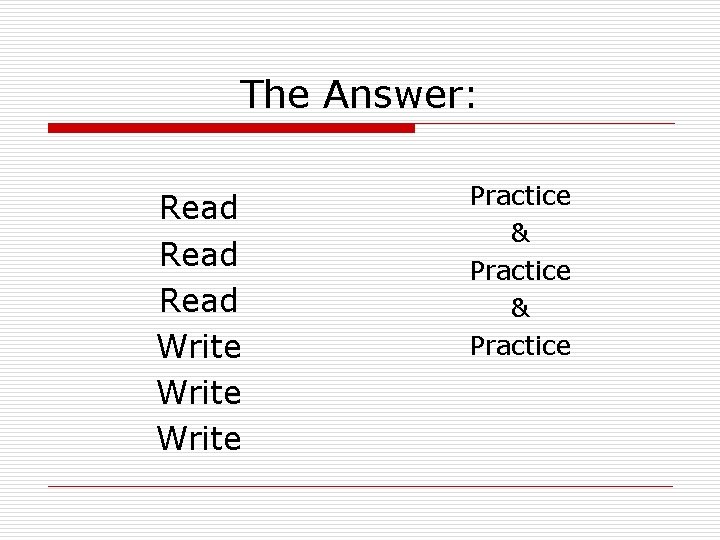 The Answer: Read Write Practice & Practice 