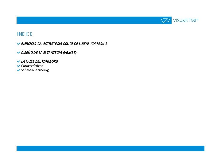 INDICE EJERCICIO 12. ESTRATEGIA CRUCE DE LINEAS ICHIMOKU DISEÑO DE LA ESTRATEGIA (VB. NET)