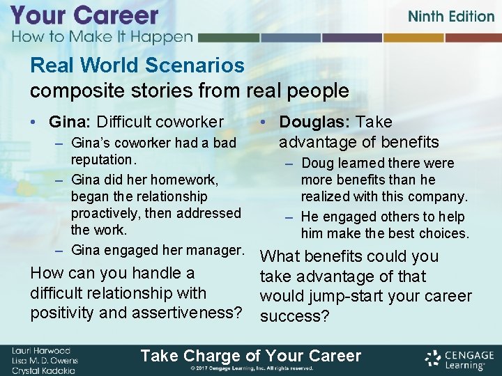 Real World Scenarios composite stories from real people • Gina: Difficult coworker – Gina’s