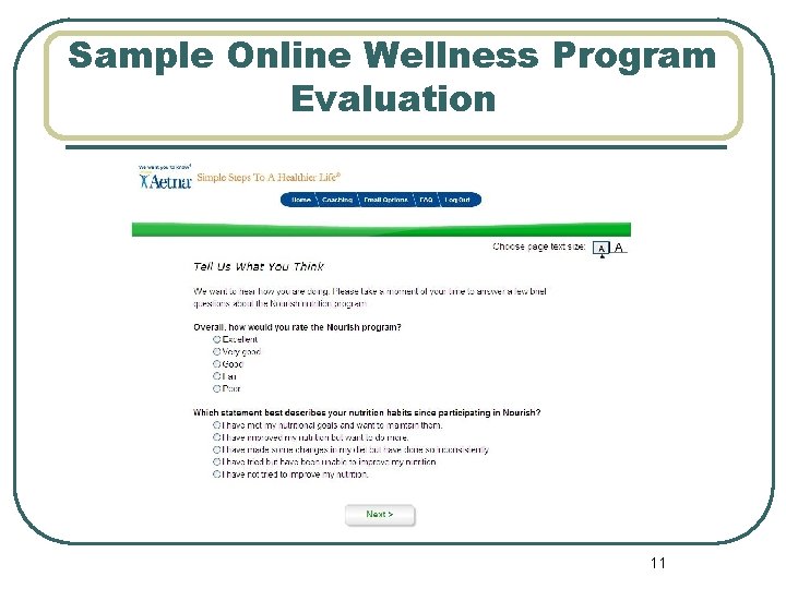 Sample Online Wellness Program Evaluation 11 