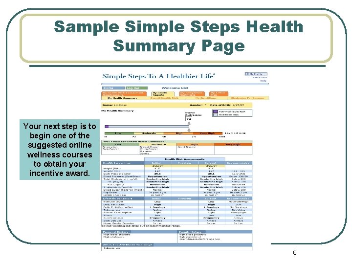 Sample Simple Steps Health Summary Page Your next step is to begin one of