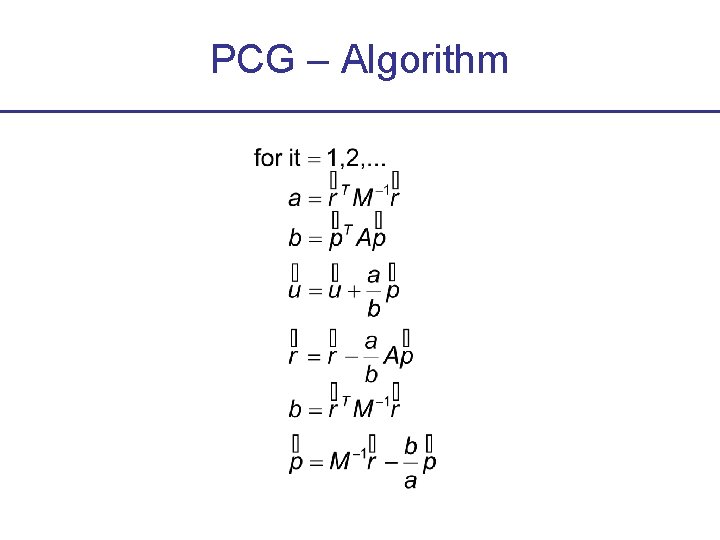 PCG – Algorithm 