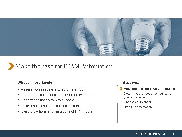 Make the case for ITAM Automation What’s in this Section: Sections: • • •