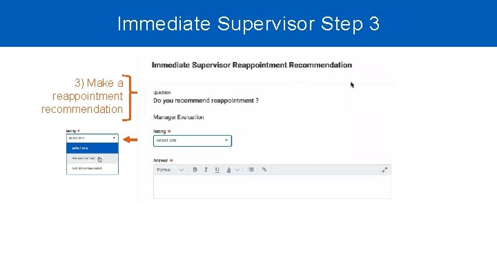 Immediate Supervisor Step 3 3) Make a reappointment recommendation 