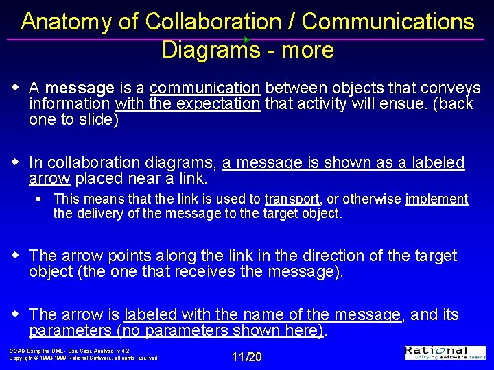 Anatomy of Collaboration / Communications Diagrams - more w A message is a communication