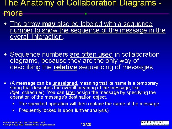The Anatomy of Collaboration Diagrams more w The arrow may also be labeled with