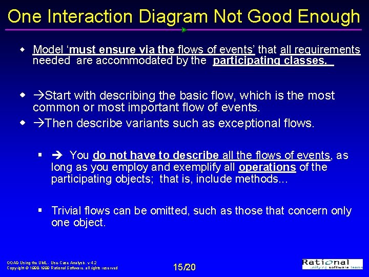 One Interaction Diagram Not Good Enough w Model ‘must ensure via the flows of