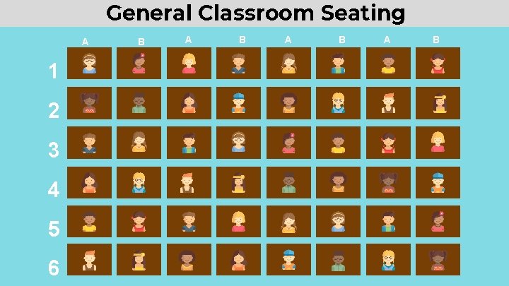 General Classroom Seating A 1 2 3 4 5 6 B A B A