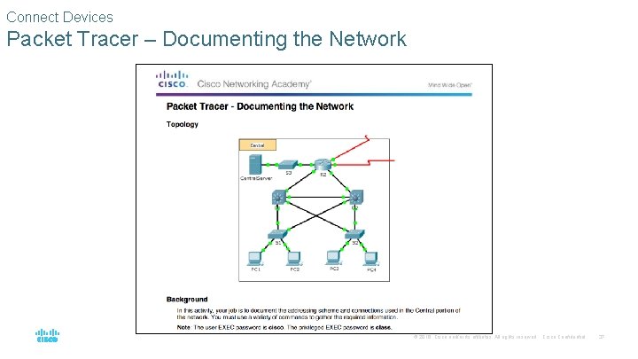 Connect Devices Packet Tracer – Documenting the Network © 2016 Cisco and/or its affiliates.