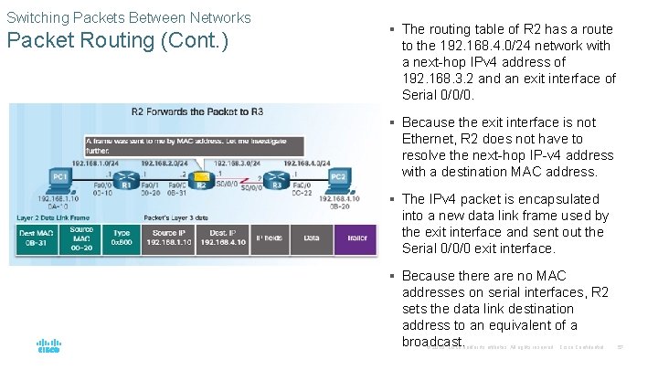 Switching Packets Between Networks Packet Routing (Cont. ) § The routing table of R