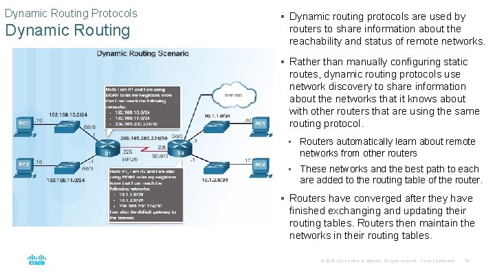 Dynamic Routing Protocols Dynamic Routing § Dynamic routing protocols are used by routers to