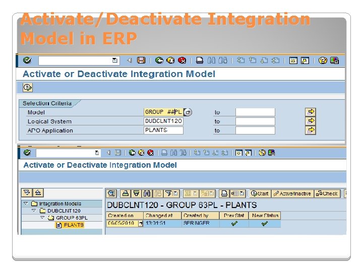 Activate/Deactivate Integration Model in ERP 