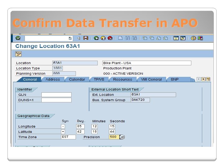 Confirm Data Transfer in APO 