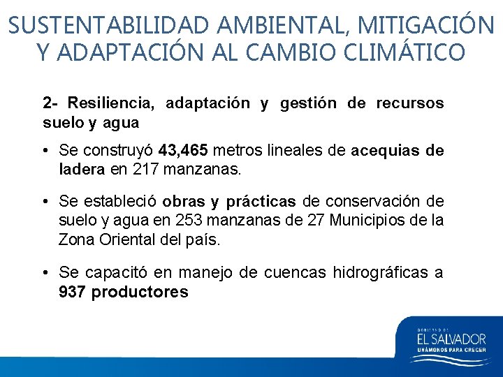 SUSTENTABILIDAD AMBIENTAL, MITIGACIÓN Y ADAPTACIÓN AL CAMBIO CLIMÁTICO 2 - Resiliencia, adaptación y gestión