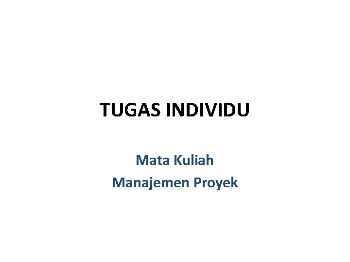 TUGAS INDIVIDU Mata Kuliah Manajemen Proyek 