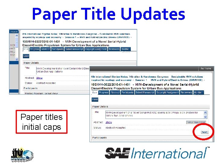 Paper Title Updates Paper titles initial caps 