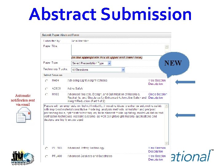 Abstract Submission NEW Automatic notification sent via email 