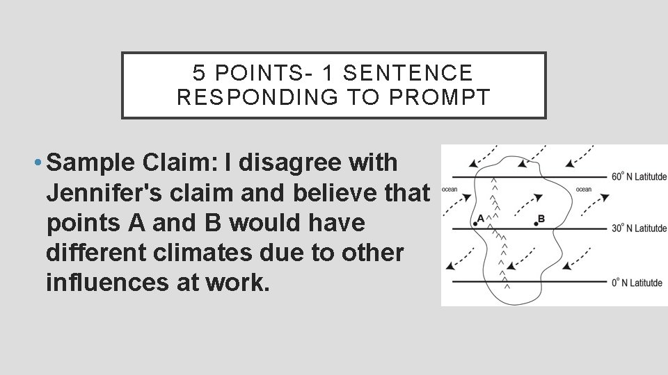 5 POINTS- 1 SENTENCE RESPONDING TO PROMPT • Sample Claim: I disagree with Jennifer's