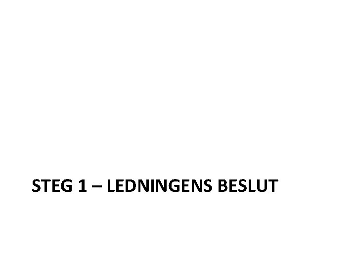 STEG 1 – LEDNINGENS BESLUT 