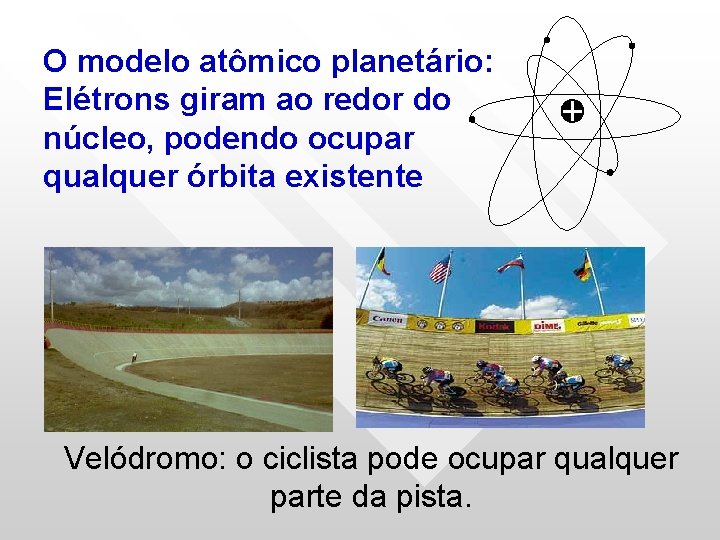 O modelo atômico planetário: Elétrons giram ao redor do núcleo, podendo ocupar qualquer órbita O modelo atômico planetário: Elétrons giram ao redor do núcleo, podendo ocupar qualquer órbita