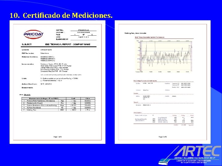 10. Certificado de Mediciones. 10. Certificado de Mediciones.