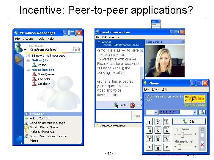 Incentive: Peer-to-peer applications? 4255551212 - 44 - DPNM 