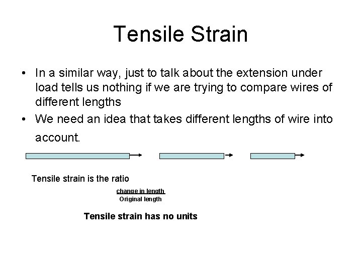 Tensile Strain • In a similar way, just to talk about the extension under