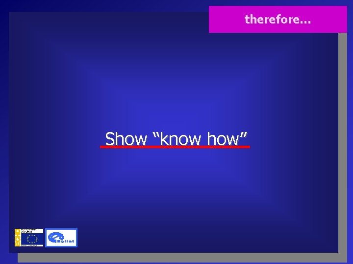 therefore… Show “know how” 