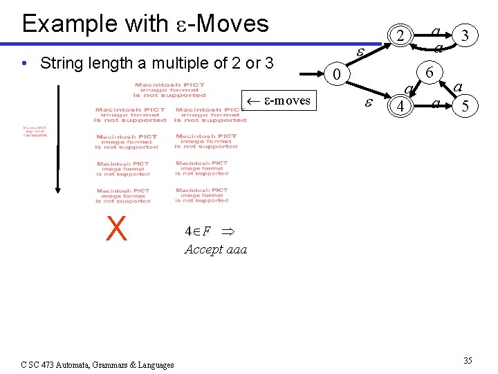 Example with -Moves • String length a multiple of 2 or 3 -moves X