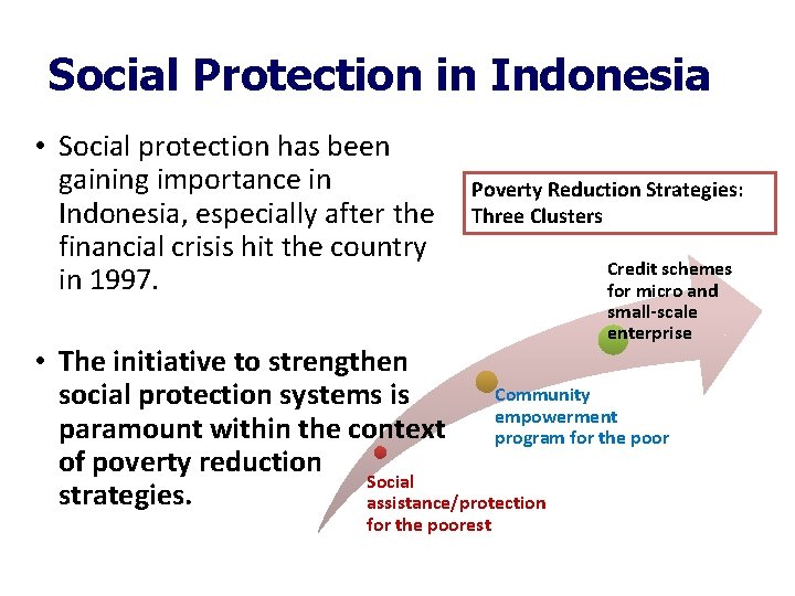 Social Protection in Indonesia • Social protection has been gaining importance in Indonesia, especially