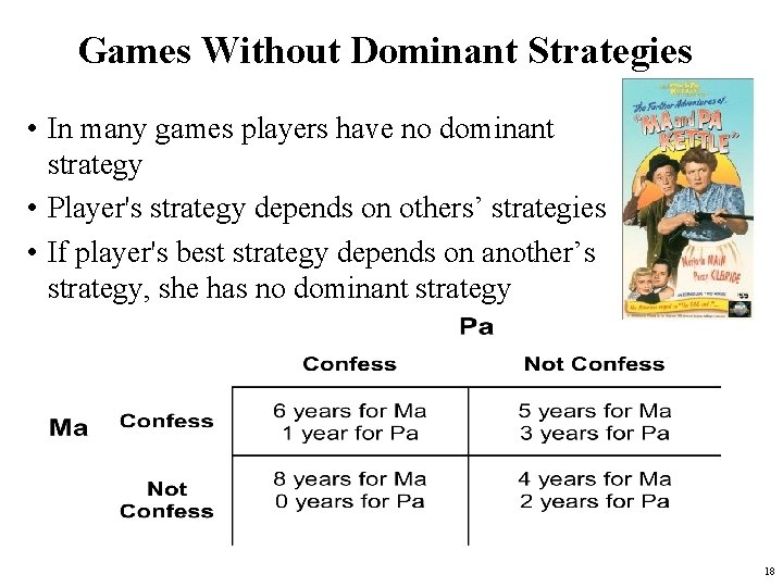 Games Without Dominant Strategies • In many games players have no dominant strategy • Games Without Dominant Strategies • In many games players have no dominant strategy •