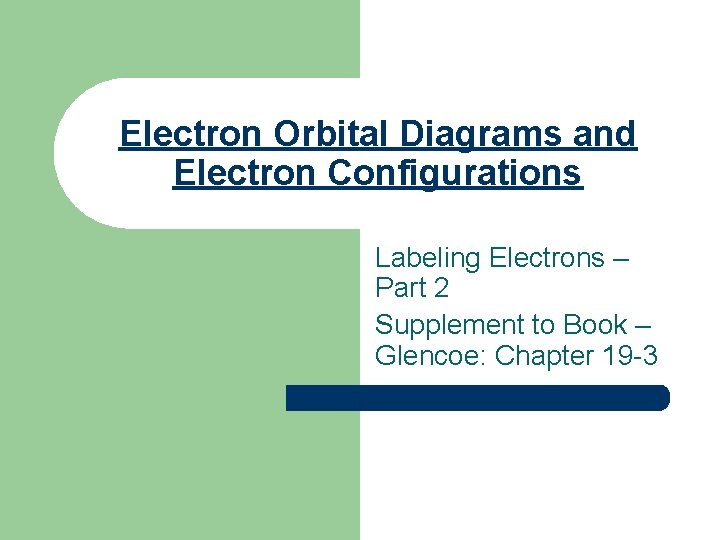 Electron Orbital Diagrams and Electron Configurations Labeling Electrons – Part 2 Supplement to Book