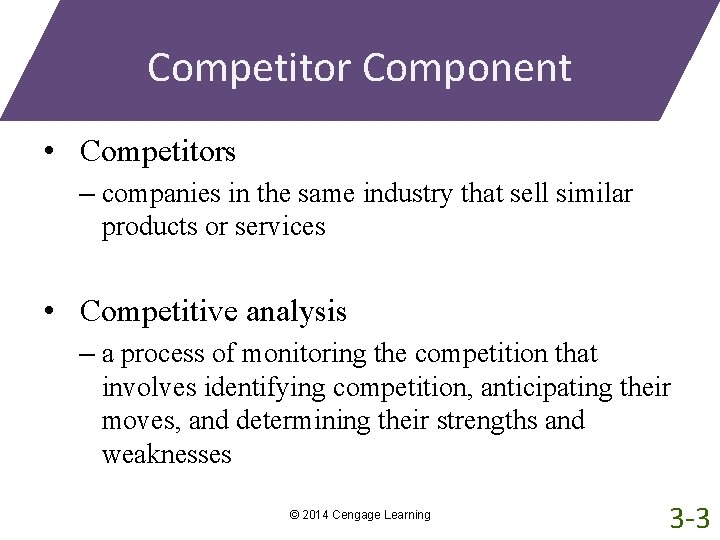 Competitor Component • Competitors – companies in the same industry that sell similar products