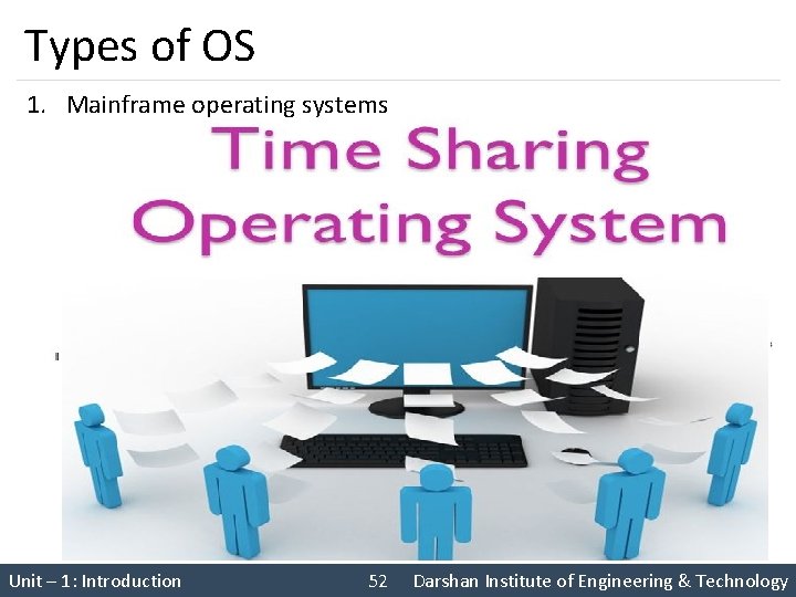 Types of OS 1. Mainframe operating systems • OS found in room sized computers