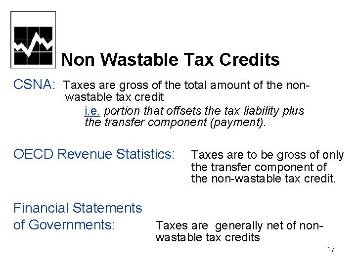 Non Wastable Tax Credits CSNA: Taxes are gross of the total amount of the