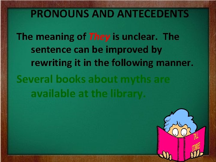 PRONOUNS AND ANTECEDENTS The meaning of They is unclear. The sentence can be improved