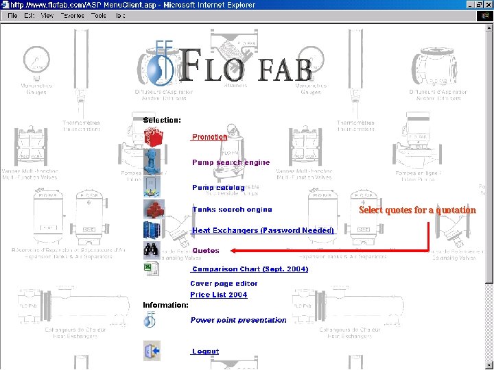Open quotation Select quotes for a quotation 